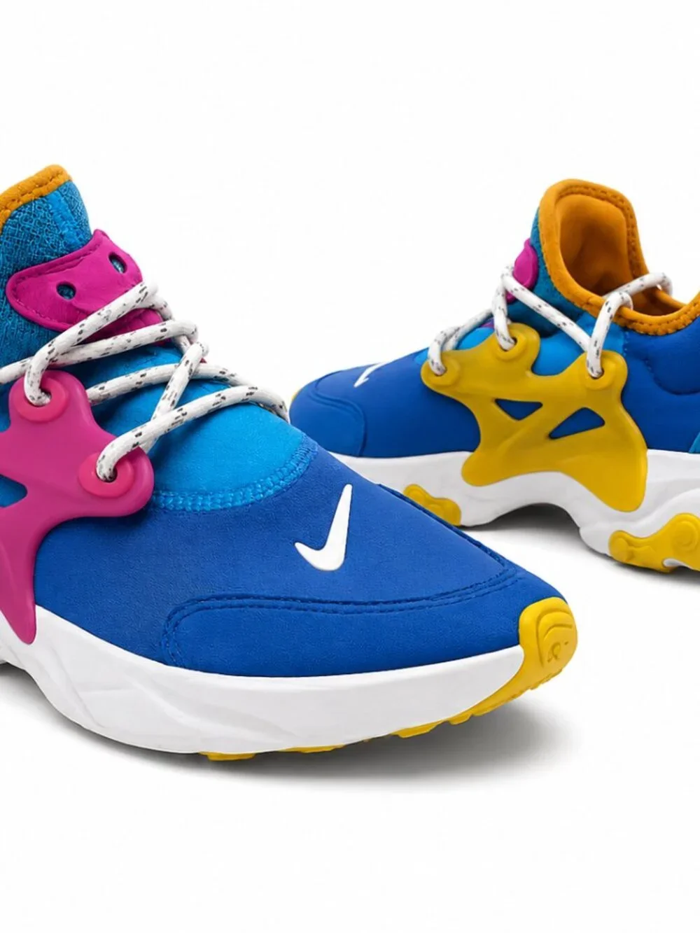 Nike React Presto Blue Pink Yellow Running Shoes Sneakers Women's Athletic Casua